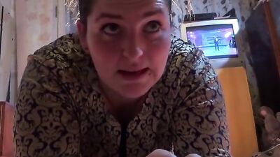 Russian MILF Petting & Sucking Cute Puppys Cock