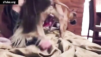 Dog sex tube scene with a hot blonde