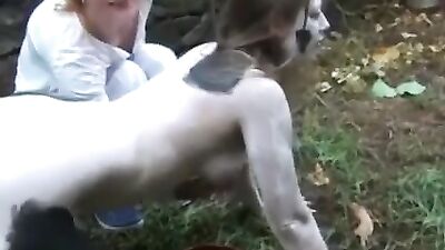 Pretty slave turned into a cow is milked