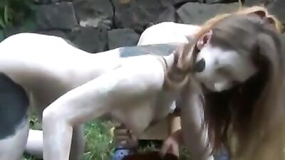 Pretty slave turned into a cow is milked