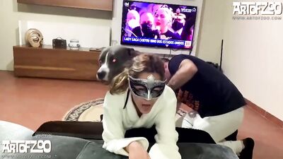 Zoo Girl Gang Fucks Hungry Hound To Pulsing Release