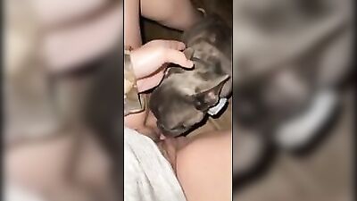 KBritty sneaks outside and has fun with her pup