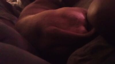 Couple and dog laying down on couch together