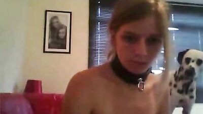 Hot Teen Pets Her Canine Buddy Before Sucking Daddys Cock