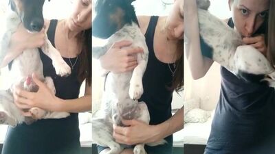 Kasha’s first time with a dog