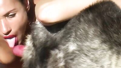 Girl having dog: lady and dog sex
