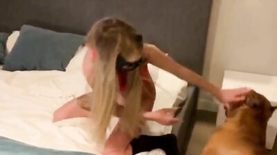 Dog sex porn: dog licking pussy russian girl